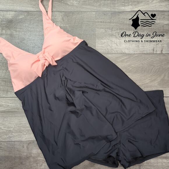 Daci Plus Size Knot Front Boyshort Tankini Swimsuit Size 16W - Picture 3 of 6